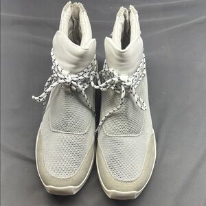 Godi High Top Sneakers White Mesh Leather Zip Closure Mens Size 9 Womens 10.5